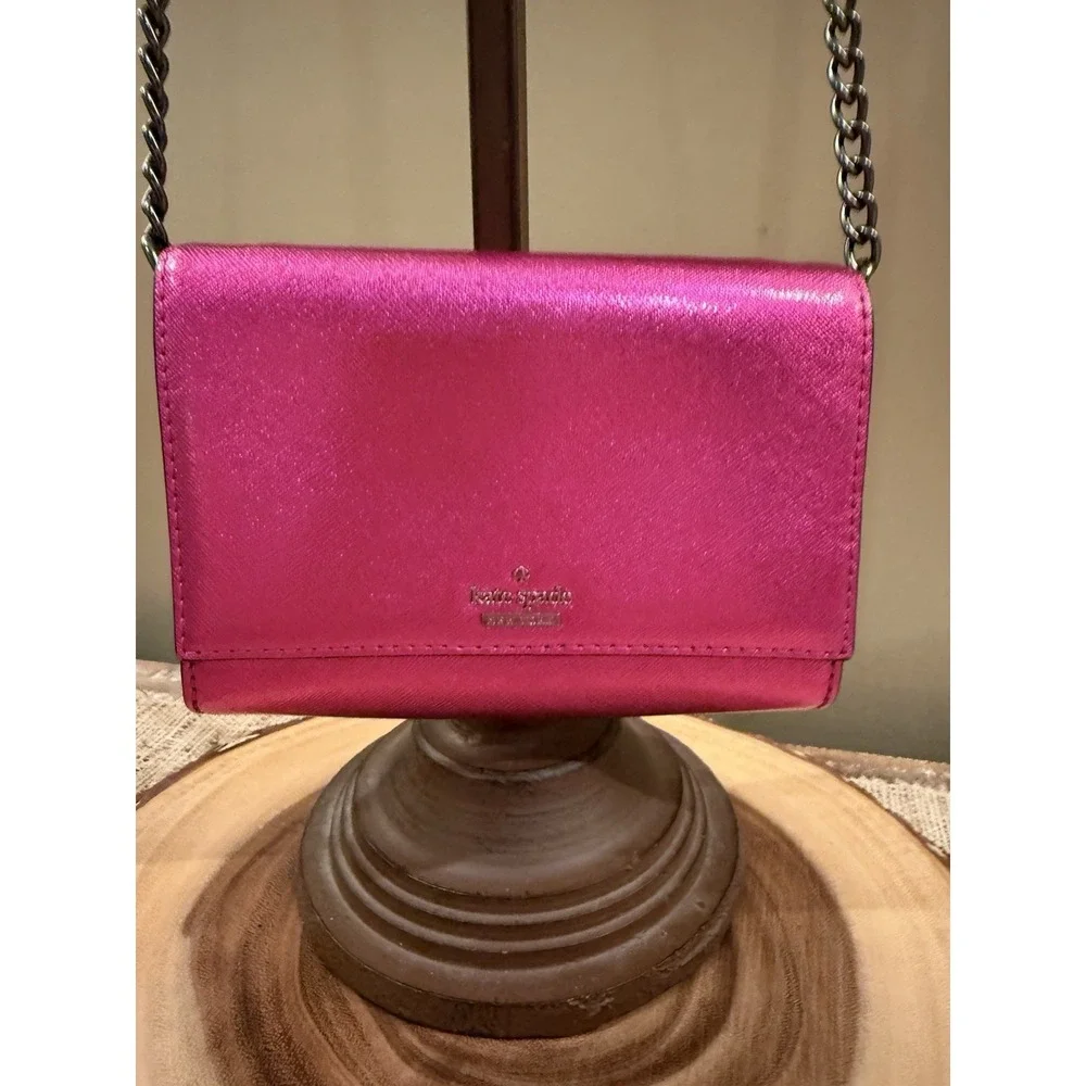 Kate Spade Cameron Street Metallic Cami Crossbody Bag BAJAROSE Metallic Pink New - Picture 3 of 11